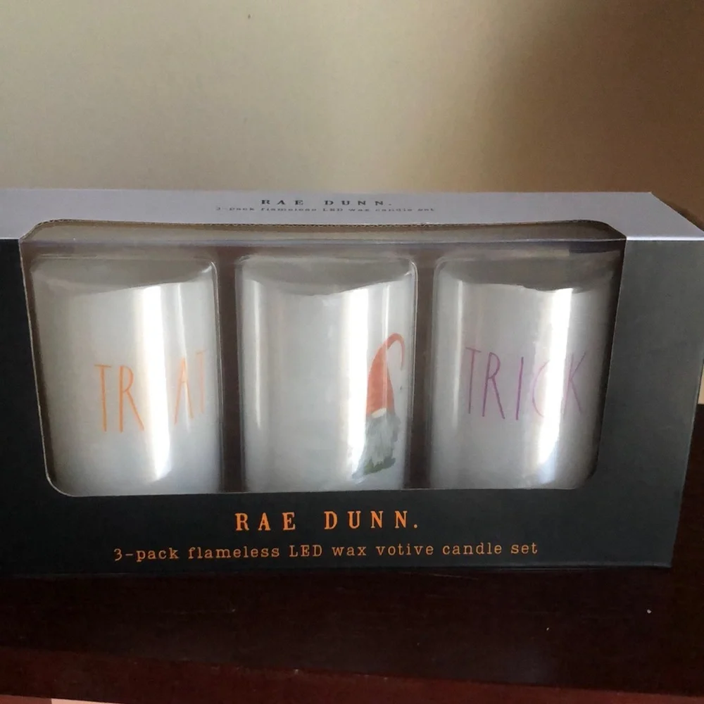 Rae Dunn TRICK TREAT Halloween Flameless votive candle set